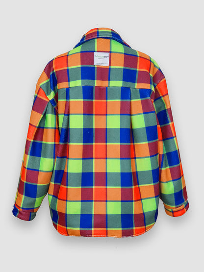 NEON TARTAN Shirt-Jacket — DDWP × Cosmos Baby Capsule