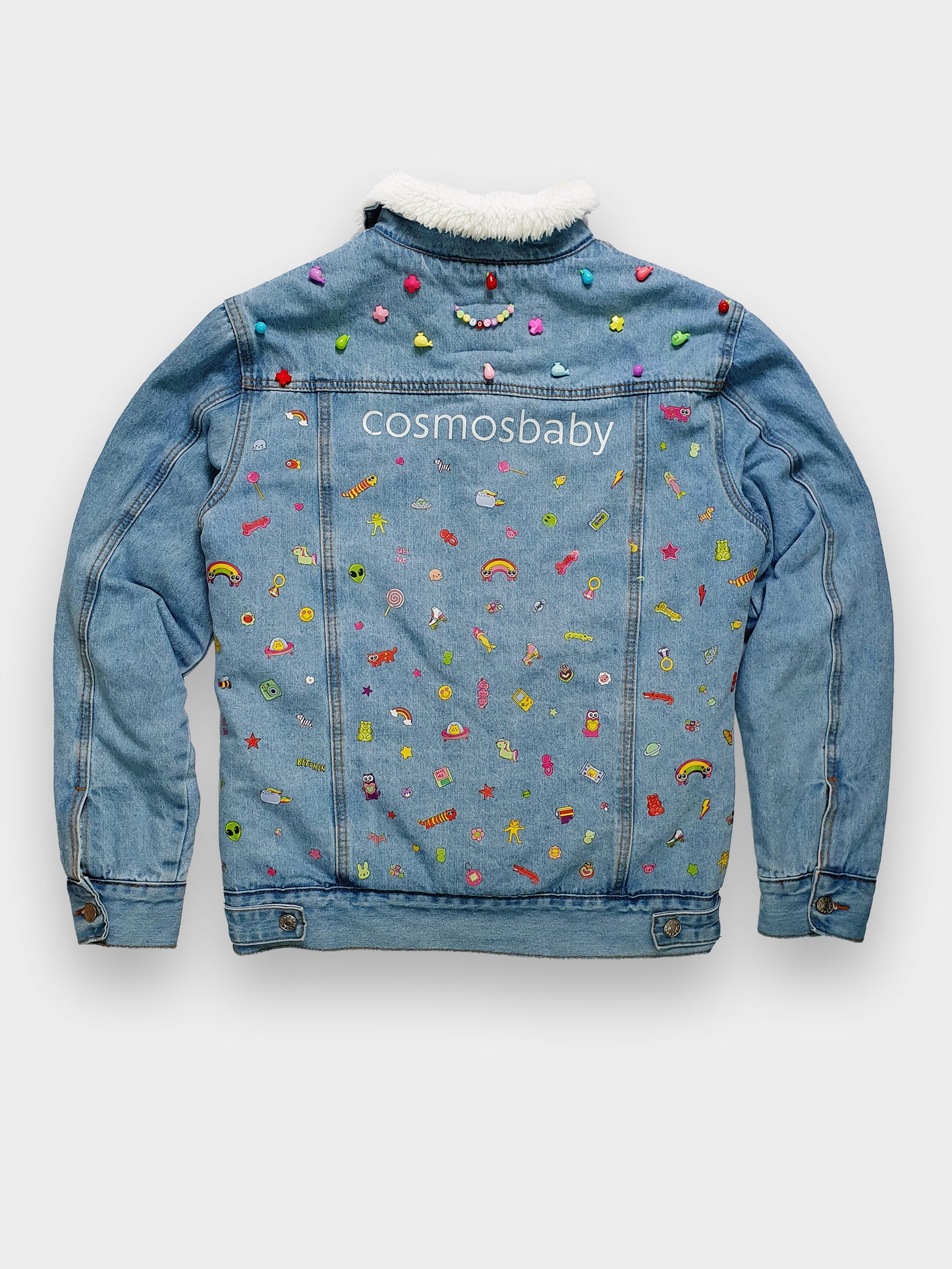 🌈 STICKERS Denim Jacket — DDWP × Cosmos Baby Capsule