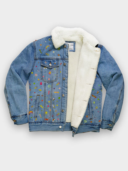 🌈 STICKERS Denim Jacket — DDWP × Cosmos Baby Capsule