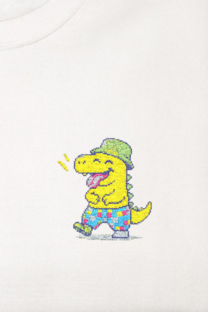 Pixel Party Dino – Embroidered Sweatshirt