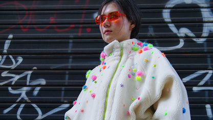 Confetti Teddy bomber — Unique piece made by hands