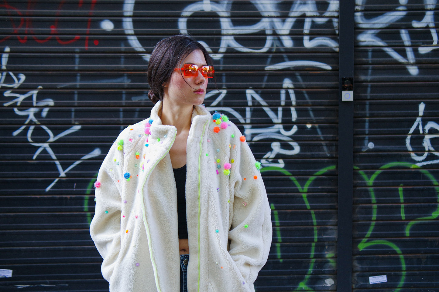 Confetti Teddy bomber — Unique piece made by hands