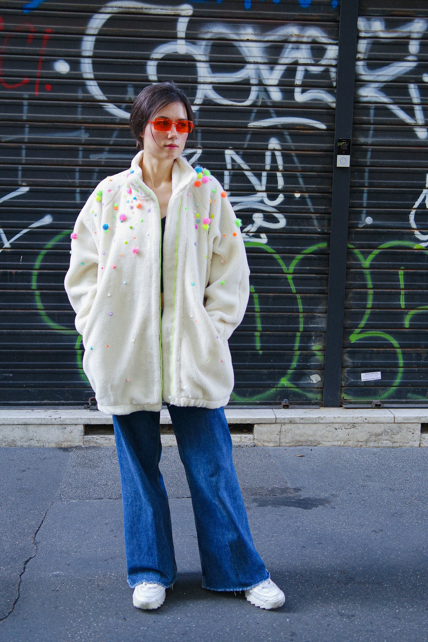 Confetti Teddy bomber — Unique piece made by hands