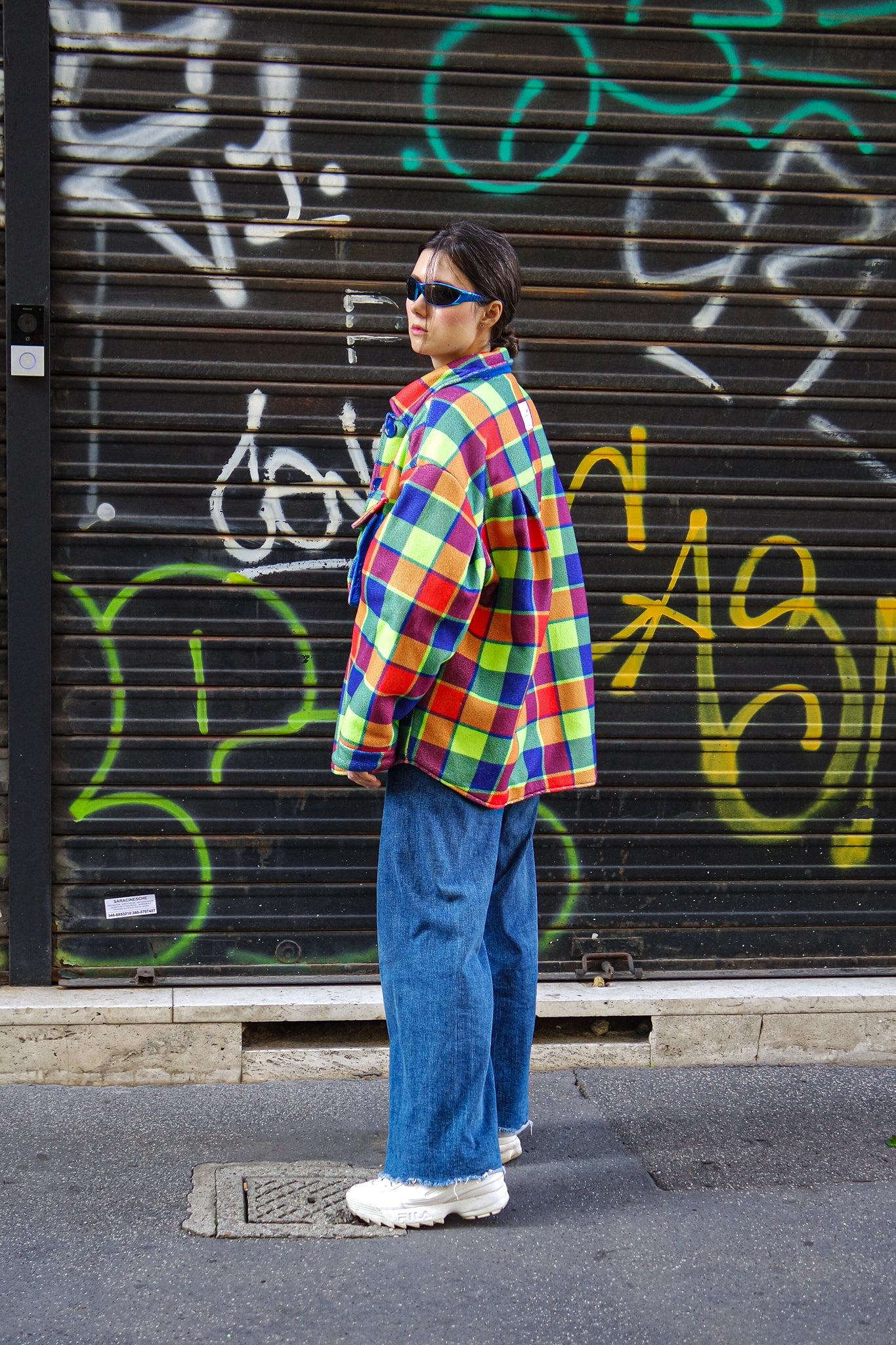 NEON TARTAN Shirt-Jacket — DDWP × Cosmos Baby Capsule