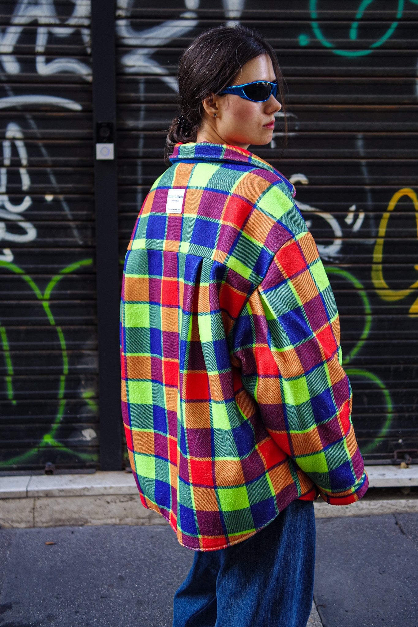NEON TARTAN Shirt-Jacket — DDWP × Cosmos Baby Capsule