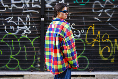 NEON TARTAN Shirt-Jacket — DDWP × Cosmos Baby Capsule
