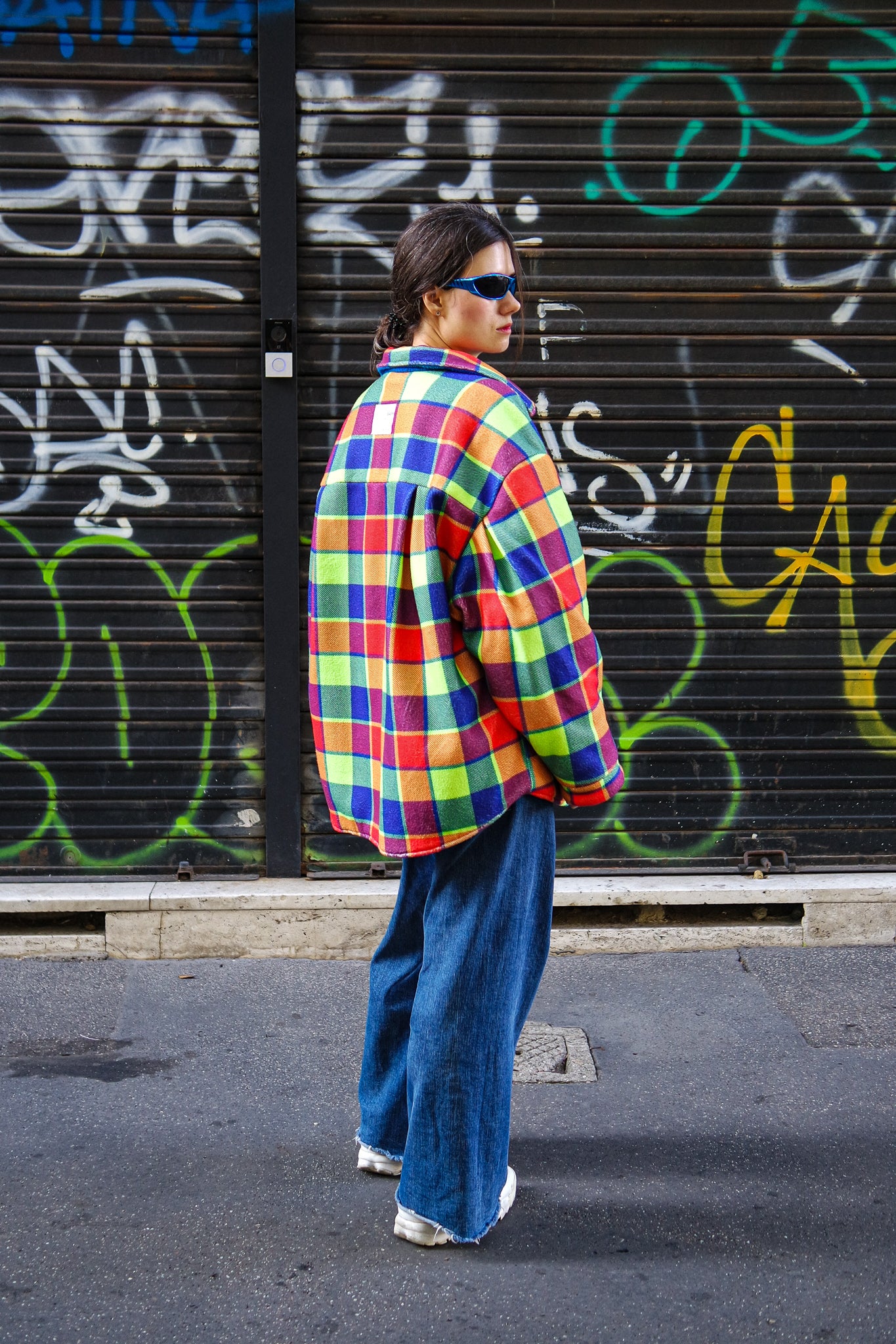 NEON TARTAN Shirt-Jacket — DDWP × Cosmos Baby Capsule